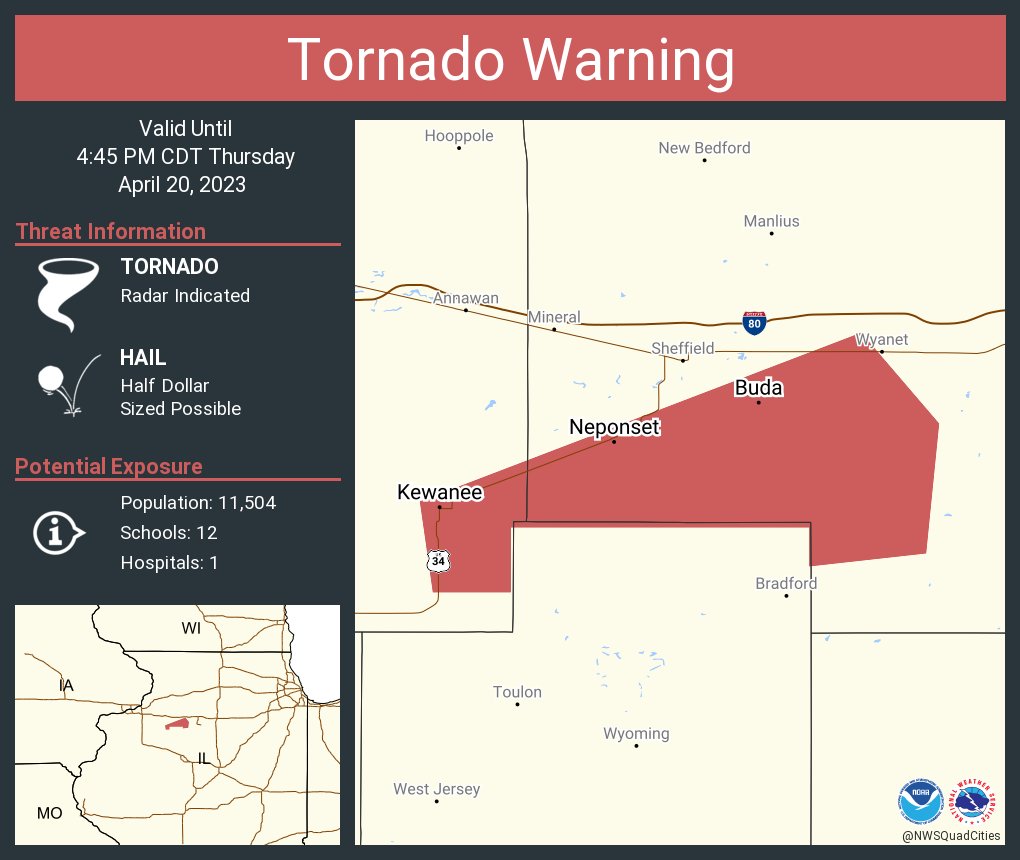 NWS Quad Cities on Twitter "Tornado Warning including Kewanee IL, Buda