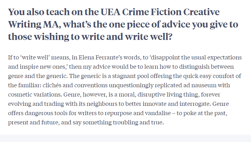 Did a quick Q&A for @BloomsburyBooks about OXBLOOD, Manchester, literary influences, and teaching creative writing/crime fiction at UEA. bloomsbury.com/uk/discover/ar…