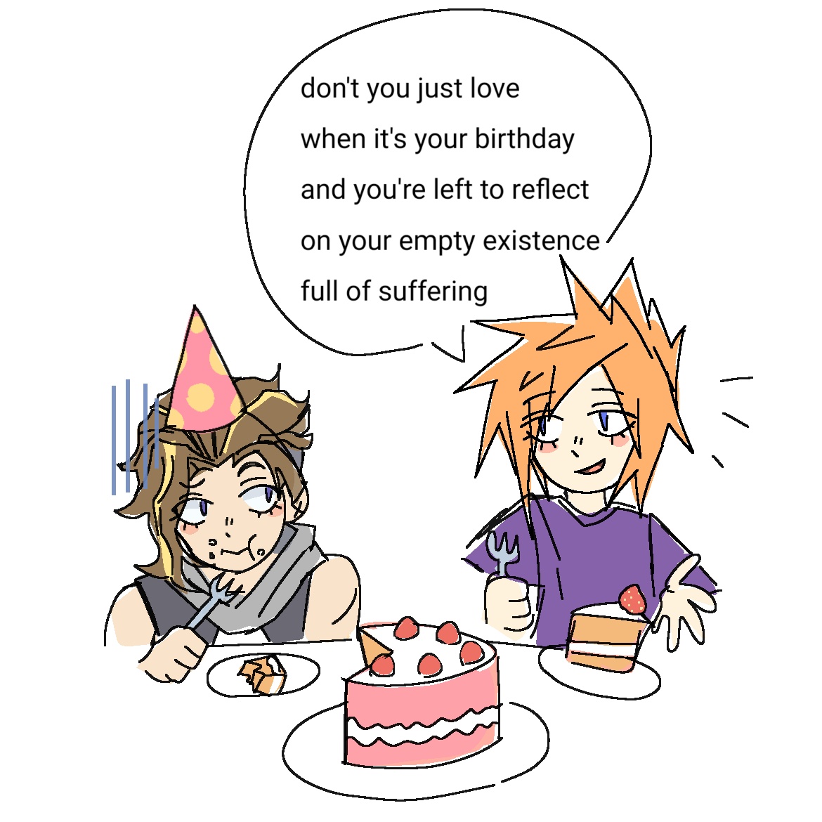 lekaxuso's tweet image. happy birthday fret and neku!! (i tried to make a cool bday art but failed so take this doodle instead)!!