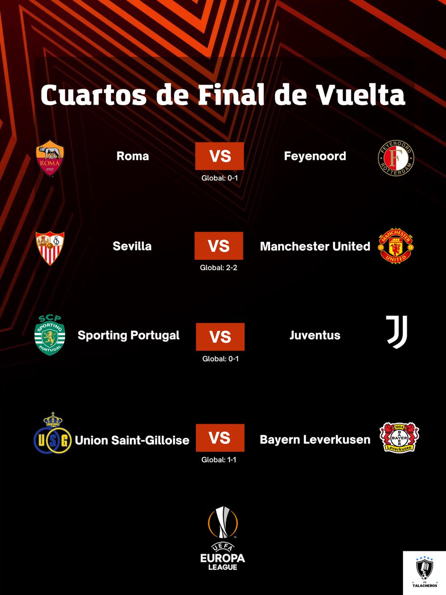 TalacherosFC's tweet photo. 🚨¡Tenemos Europa League!🚨
Los duelos tendrán comienzo a la 1 de la tarde y aquí podrás encontrar toda la información al respecto🔥⚽️
#EuropaLeague #Talacheros https://t.co/foB31bNLZr
