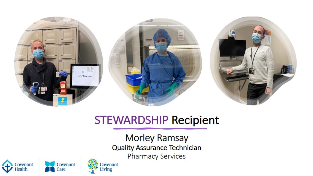 CovenantCA's tweet photo. The 2023 Mission Award for Stewardship goes to Morley Ramsay, quality assurance technician, pharmacy services. Morley works to ensure an efficient pharmaceutical system with quality products that are safe for everyone. Learn more: https://t.co/Wi7jAc8A6v #CovenantMission https://t.co/R9hzb63LUQ