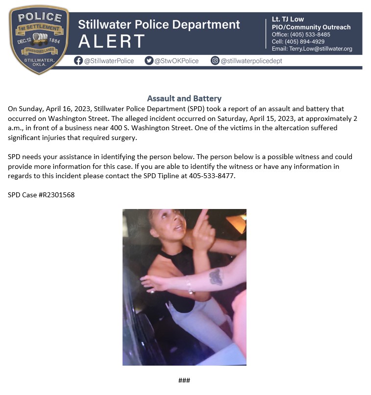 Stillwater Police Department (Oklahoma) on Twitter "Assault and