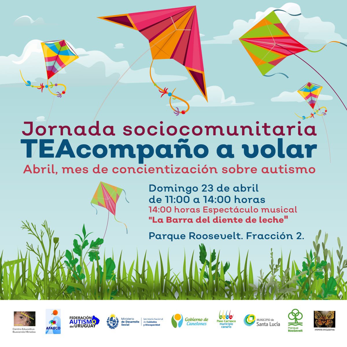 MunicipioPaso's tweet photo. 🔵 TEAcompaño a volar 🪁

En el marco de abril, mes de la concientización sobre autismo, te invitamos a participar de la jornada sociocomunitaria.

🗓️ Se realizará el próximo domingo 23 de abril de 11:00 a 14:00 horas en el Parque Roosevelt. 

¡Las y los esperamos! ☺️ https://t.co/Q8QpPXgbMF
