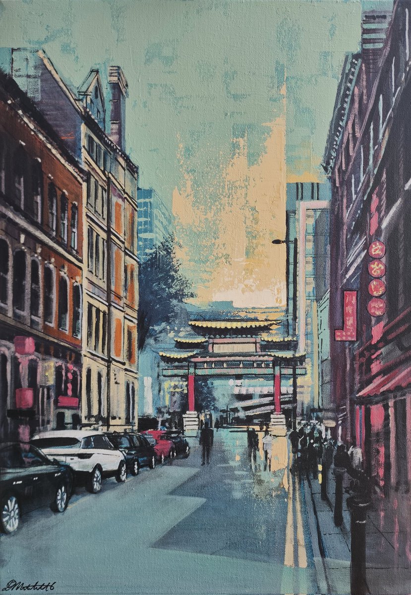 DanielRMitche11's tweet photo. 'Chinatown, Manchester' 
By Daniel R Mitchell
Acrylic on Canvas
42x60cm
15.04.23

This painting will be exhibited exclusively at Jarva Fine Art at Buxton Crescent and will be part of the Spring Exhibition running from April 28th to June 4th. 

#jarvafineart #buxtonart https://t.co/hKoUkdlVPp