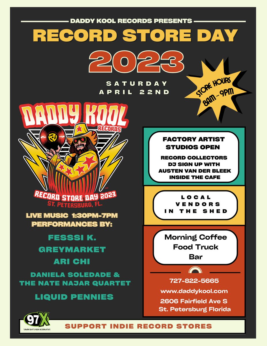 GreyMarket_FL's tweet photo. Working up new music for #RecordStoreDay this Saturday at @daddykoolrecords partnered with @97xonair 

Come support a local shop!

Event: https://t.co/VyGUhEuCpy https://t.co/Jx57iYooty
