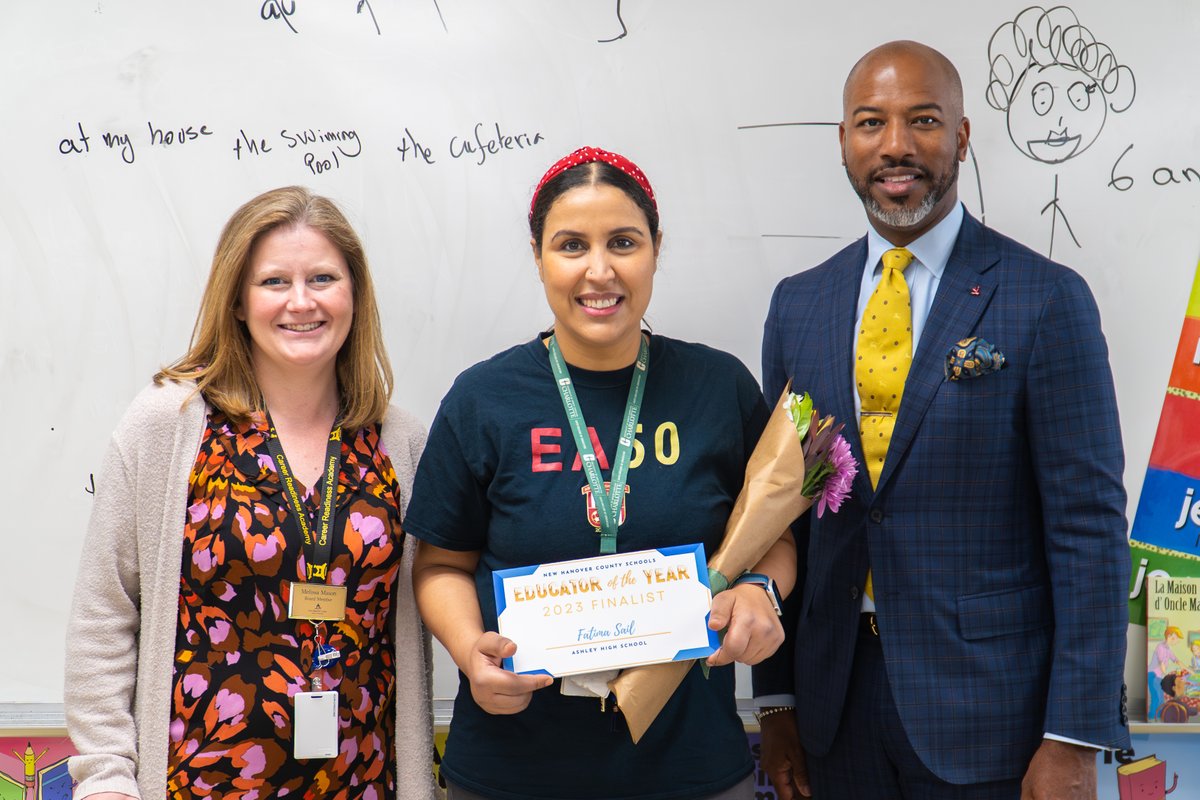 They house the NHCS 2022-2023 Overall Educator of the Year, so it's no surprise that we headed back to Ashley High School to Congratulate Fatima Sails as a 23-24 EOY Finalist. @FsailAHS <a href="/AHSEagle/">ashleyscreamingeagle</a> <a href="/AshleyAthletics/">Ashley Athletics</a> <a href="/mccarty327/">Patrick McCarty</a>