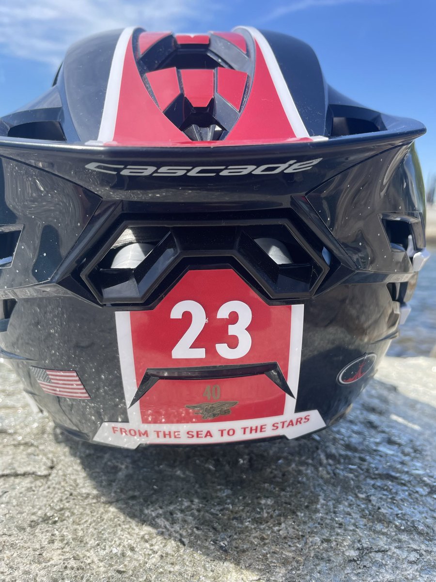 NavyMLax's tweet photo. A closer look at our helmets for Saturday! 

54 astronauts are Naval Academy graduates the most of any institution including Navy Lacrosse alum CAPT, USN Ret. Robert Curbeam

#BL40
#GoNavy⚓️🇺🇸 https://t.co/WwZYYKScc1