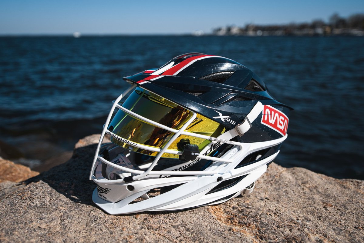NavyMLax's tweet photo. A closer look at our helmets for Saturday! 

54 astronauts are Naval Academy graduates the most of any institution including Navy Lacrosse alum CAPT, USN Ret. Robert Curbeam

#BL40
#GoNavy⚓️🇺🇸 https://t.co/WwZYYKScc1