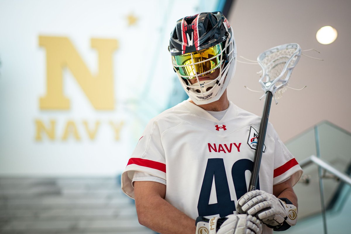NavyMLax's tweet photo. A closer look at our helmets for Saturday! 

54 astronauts are Naval Academy graduates the most of any institution including Navy Lacrosse alum CAPT, USN Ret. Robert Curbeam

#BL40
#GoNavy⚓️🇺🇸 https://t.co/WwZYYKScc1