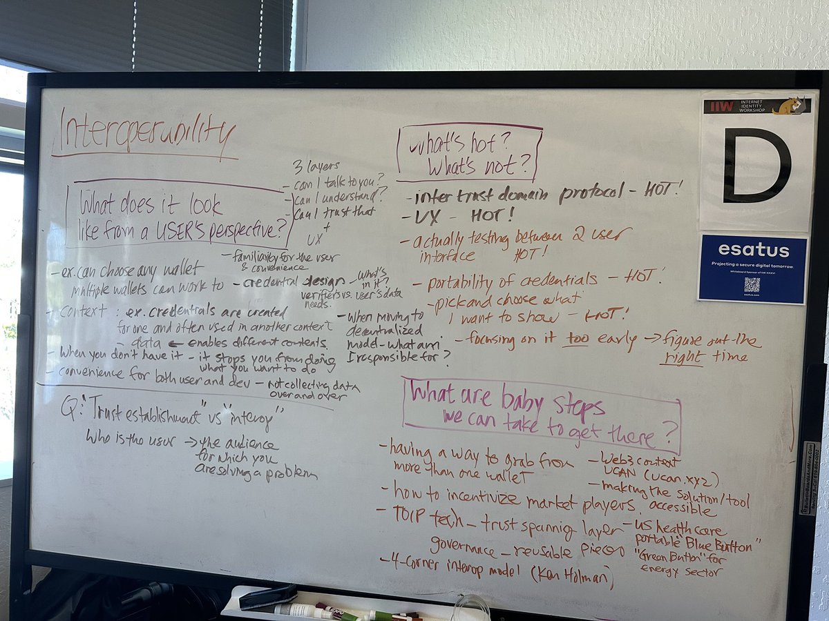 At #IIW, Bonnie and I held a session on interoperability. What does it look like for an user? And what’s hot vs what’s not? Lot’s of good input from the crowd