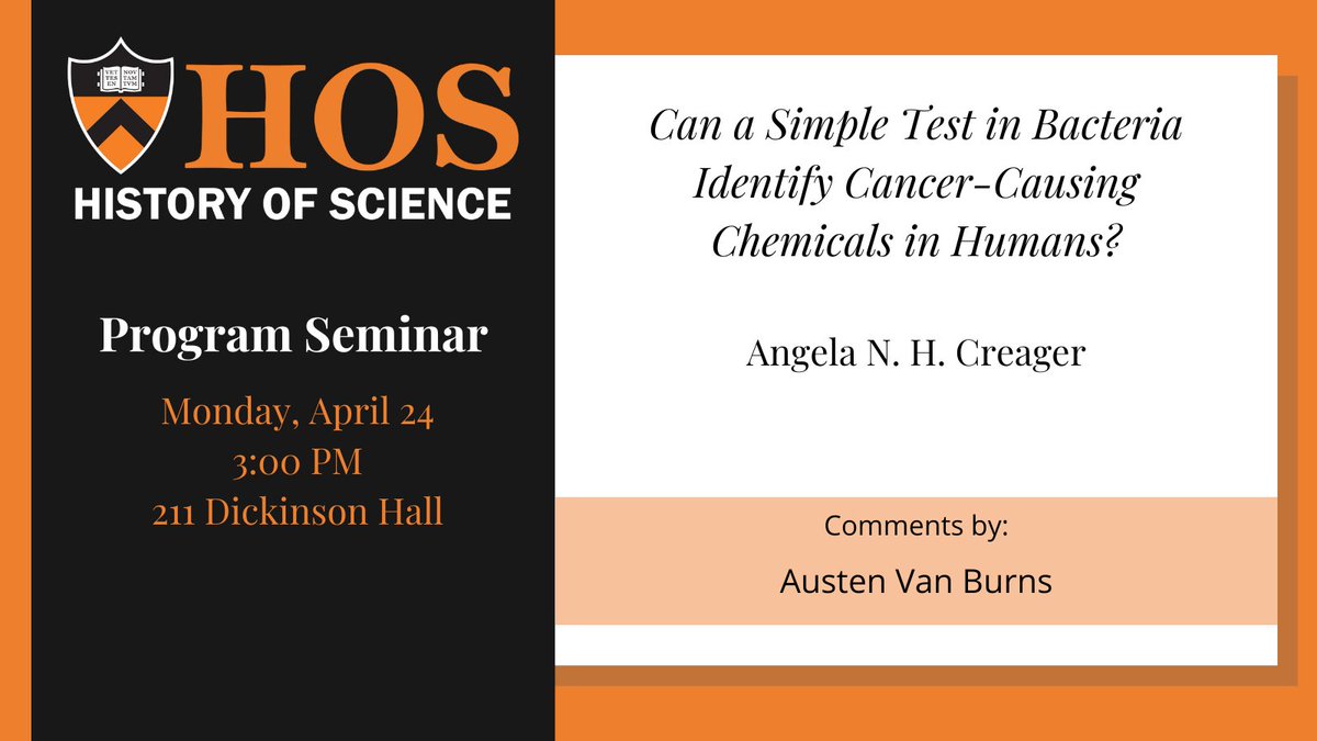Monday, April 24

Can a Simple Test in Bacteria Identify Cancer-Causing Chemicals in Humans?
By Angela N. H. Creager with comments by Austen Van Burns

ow.ly/83am50NOl5l