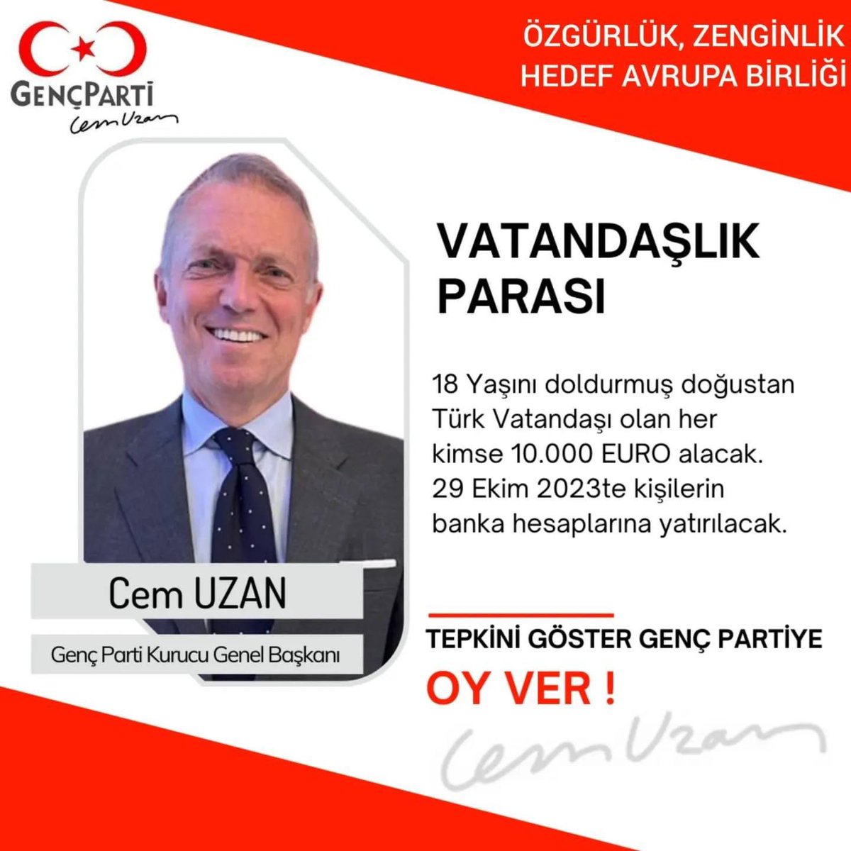 berkansoytan's tweet photo. Siz bu ülkenin yüksek kapasiteli piller üretip ihraç etmesini istiyorsan, güneş panelleri inşaa etmesini istiyorsan ve hakkın olan senden çalınan 10.000 Euro vatandaşlık parasını hesabında görmek istiyorsan oyunu Genç Parti’ye ver #VatandaşlıkParası https://t.co/DKsfxszIKO
