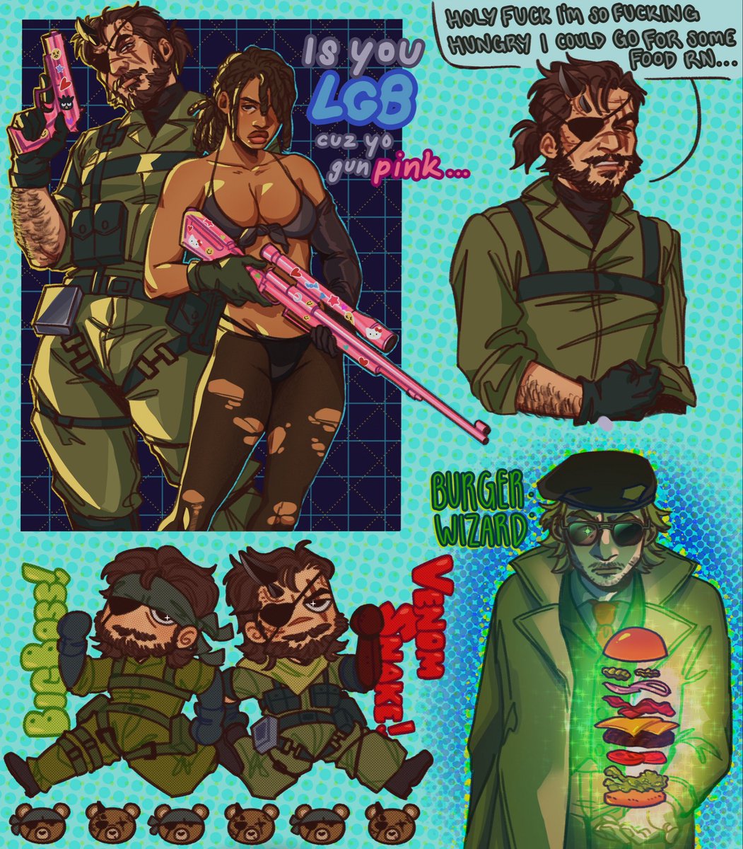 so far my mgs art has just been me throwing whatever i think of first onto a canvas #mgsv