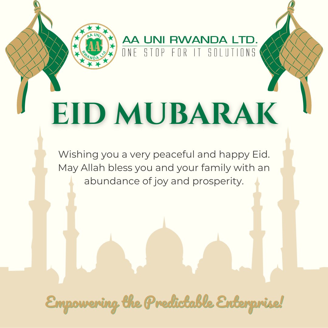 Wishing you a very peaceful and happy Eid. May the Almighty bless you and your family with an abundance of joy and prosperity.

#Rwanda #RwOT #RwotGain #kigali #kigalilife #kigaliupdates #Rwandan #EidUlFitr #Rwandans #eidulfitr2023 #aaunirwandaltd
