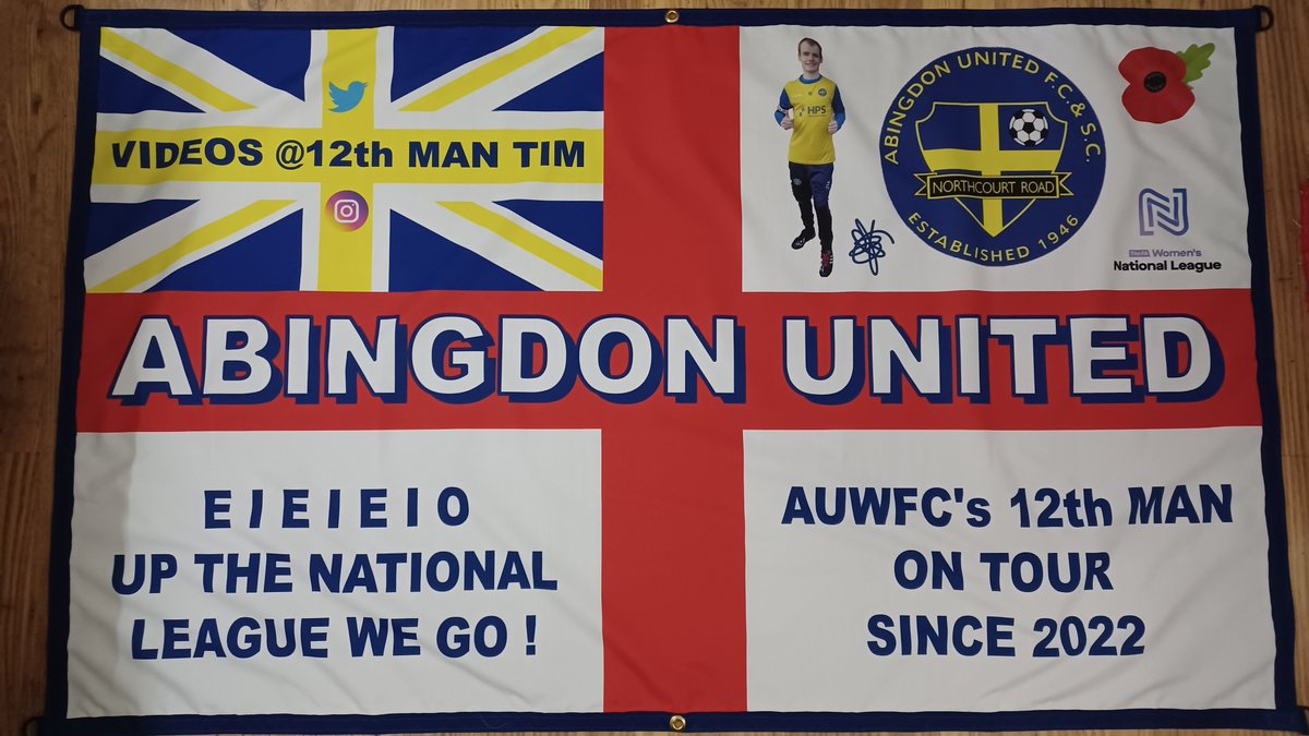 Thank You @FootballFlags making me the literal poster boy & promoting my teams match goals that i video and commentate on, with my own @abingdonutdwfc 5X3 FT flag ! Perfect for our newly promoted to tier 4 N.L season and @SthRgnWF cup final soon .My 5th + best flag from u🤩💛💙