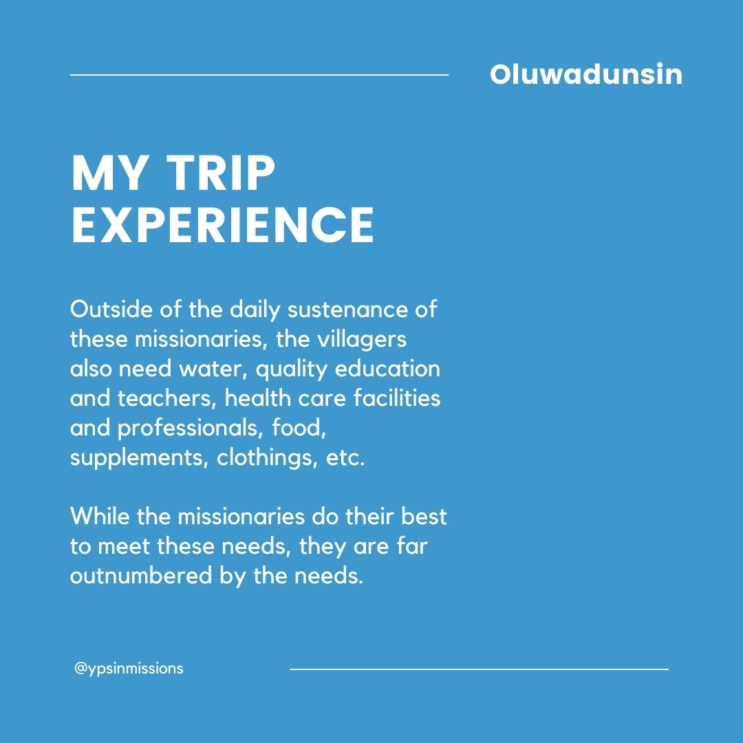 ypsinmissions's tweet photo. The last Easter field trip was amazing and enlightening. Oluwadunsin shares her experience, reminding us to partner urgently with the work of missions in this time.
The harvest truly is plenty! π₯
#YPsInMissions
#MissionsTrip
#FieldTrip
#ForTheLoveOfMissions
#ForTheGospel https://t.co/u3oseg6Cuc
