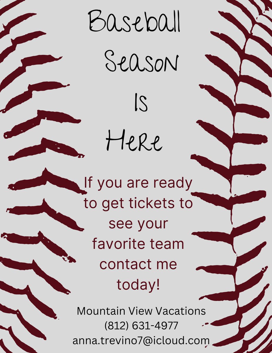 Contact me today!⚾️ - #baseball #season #tickets #travel #favoriteteam #mountainviewvacations #travelagent #explore #summer #sports #team