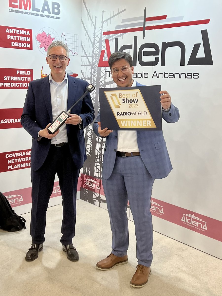 🤩We are happy to announce that our new ABM meter received the <a href="/radioworld_news/">Radio World</a> “2023 BEST of SHOW AWARD”🏆at <a href="/NABShow/">NAB Show</a> in LasVegas.

ABM is a Broadband Electromagnetic Field Meter, with EP-8 wideband probe Electrical field (100kHz-8 Ghz) 
#BestInShow #NABSHOW #aldena #nabshow2023