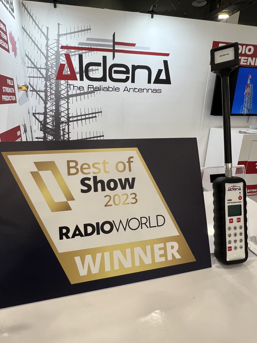 AldenaBroadcast's tweet image. 🤩We are happy to announce that our new ABM meter received the @radioworld_news “2023 BEST of SHOW AWARD”🏆at @NABShow in LasVegas.

ABM is a Broadband Electromagnetic Field Meter, with EP-8 wideband probe Electrical field (100kHz-8 Ghz) 
#BestInShow #NABSHOW #aldena #nabshow2023