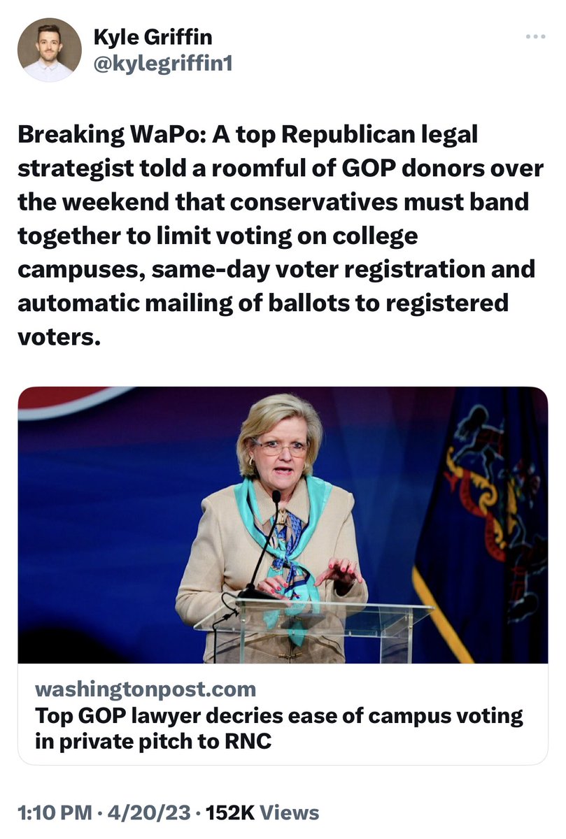 AmoneyResists's tweet photo. Republicans can’t appeal to young voters, so they’re just openly strategizing on the most effective ways to suppress their votes. It was never about “voter fraud” or “election integrity.” https://t.co/adcN6wnKnH