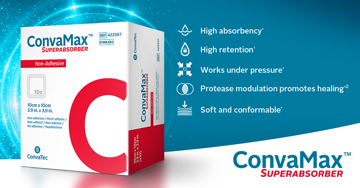 ConvaTecWoundUK's tweet photo. ConvaMax™ Superabsorber's central pad absorbs exudate and forms a gel, locking it away in the core, preventing release back to the wound.
See how ConvaMax™ Superabsorber works in this video: https://t.co/9jVqAppaih
#ConvaMax #WeAreConvatec #ForeverCaring https://t.co/iH609orTQ2
