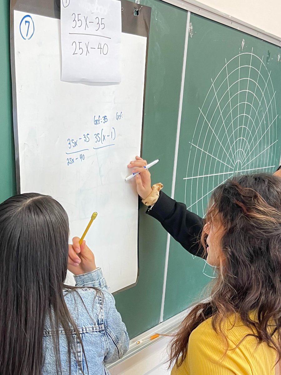 Dovermath's tweet photo. At @DoverHSNJ, collaboration is key in our Algebra II classrooms! Randomized groups encourage our students to work together to simplify rational expressions.  #teamwork #collaboration  @thinkingclssrms @Wipebook https://t.co/8PVBEeDmRB