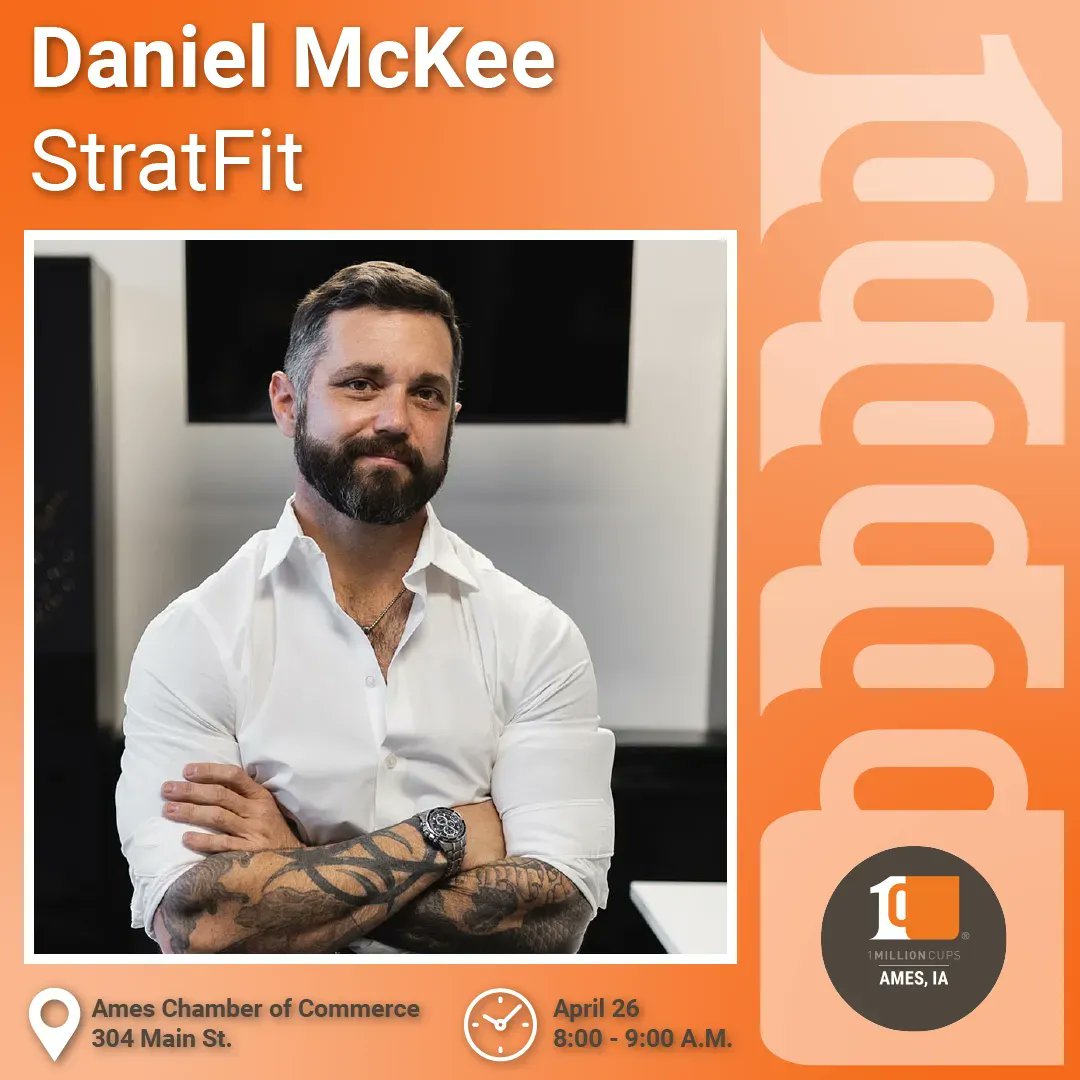1MCAMES's tweet photo. Join us Wednesday, April 26, 8-9 AM for a discussion with Daniel McKee of @stratfit. Coffee starts at 7:30! ☕
➡️ Joining in person? Head to the Ames Chamber of Commerce, 304 Main St💡
➡️ Joining online? Join the Facebook Live! 📹
#1mcmidwest #1MCAmes #1millioncups #1MC https://t.co/AchTpJT39p