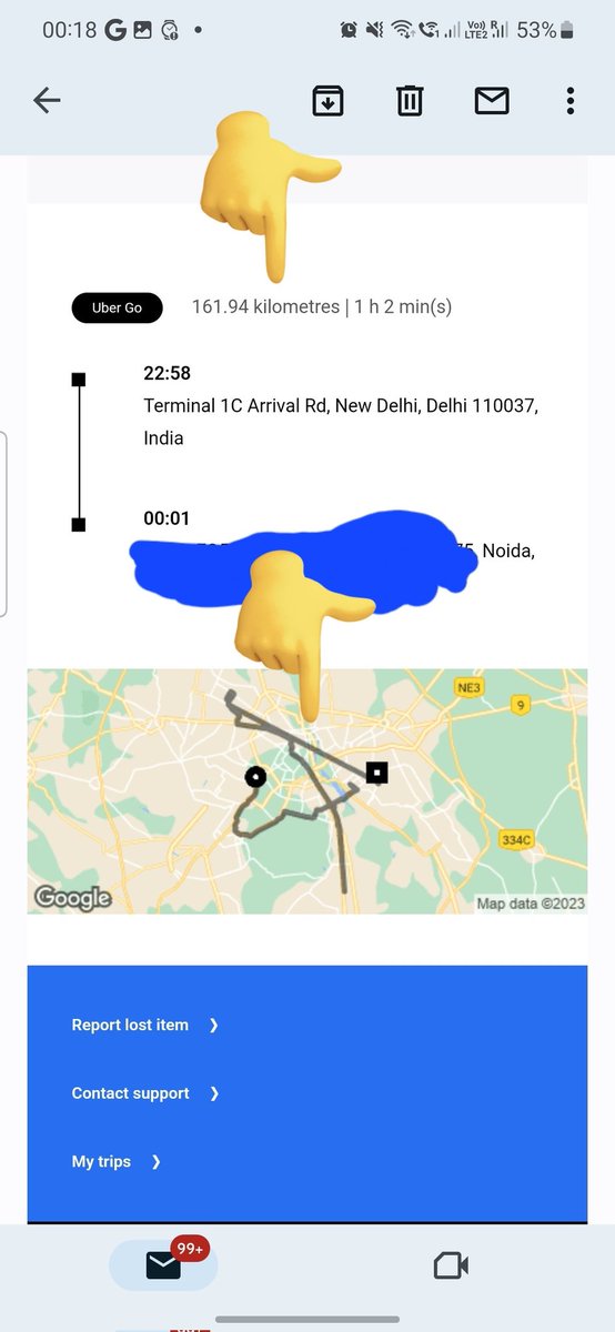 Anangamrit's tweet photo. @Uber_India @Uber_Support @Uber I had recently taken an uber ride. At end of trip my fare got tripled and the route, time and distance travelled which your driver-partner showed is imposible. https://t.co/LcKPVs3DgW