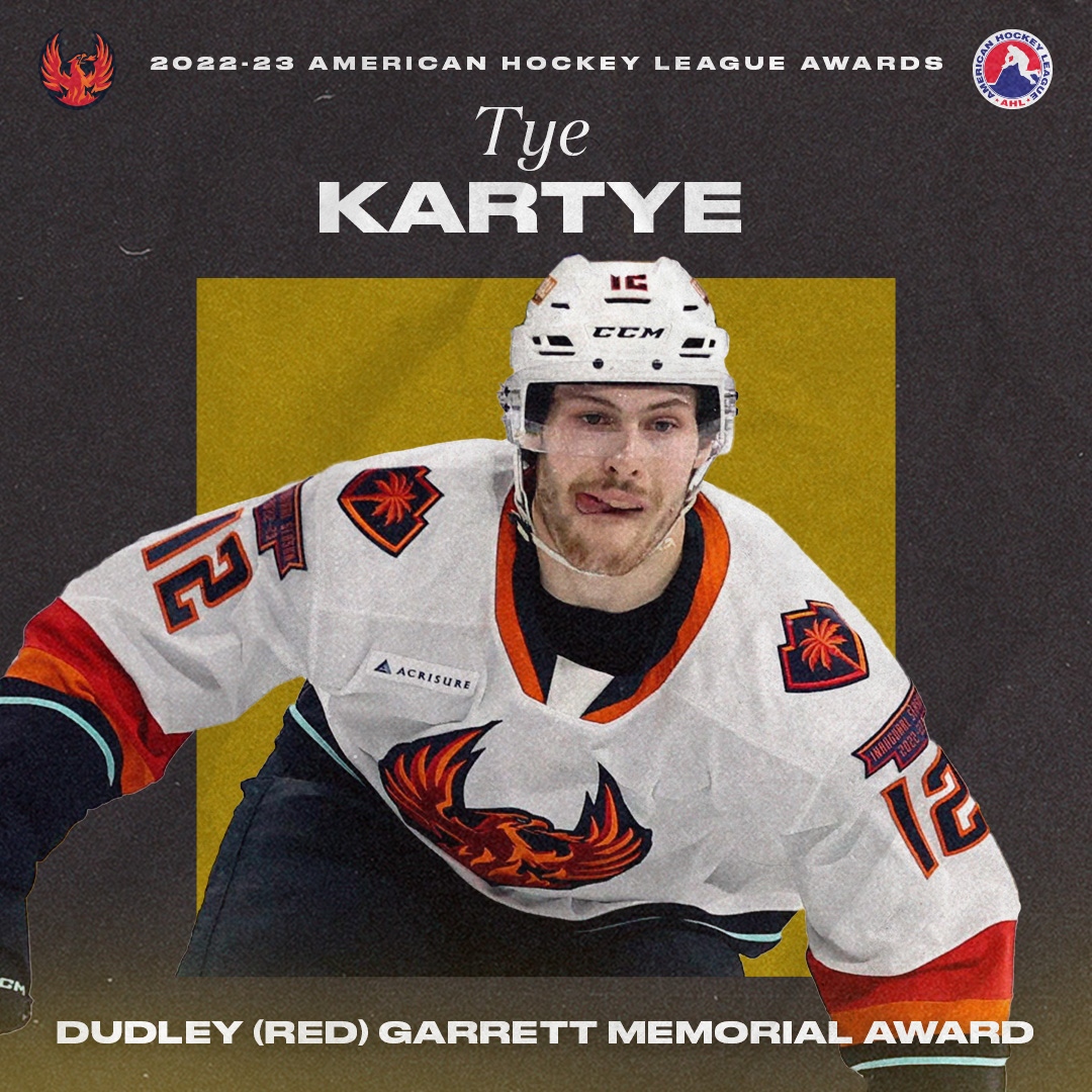 TheAHL's tweet photo. New kid on the block. ⁠
⁠
Tye Kartye of the @Firebirds has won the Dudley (Red) Garrett Memorial Award as the AHL's outstanding rookie for 2022-23.

📝: https://t.co/7EyZ4Awhpr https://t.co/B9jiR8ttjq