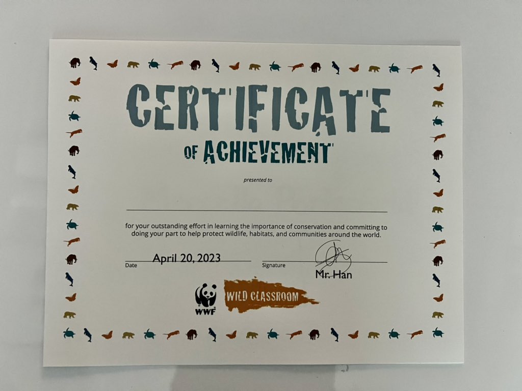 hansethlu's tweet photo. We learned so much about tigers and how to conserve them that we even grew a tiger tail. #WWFTogether I encourage educators to check out @WWF wild classroom units. They are so fun, engaging, cross-disciplinary, and educational units about how to help animals and our ecosystems. https://t.co/WwZjb3D8LW