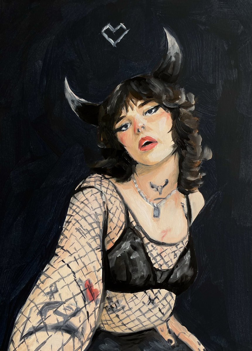 lucille_groleau's tweet image. it's my birthday so here's my two self portraits from the past year 🖤