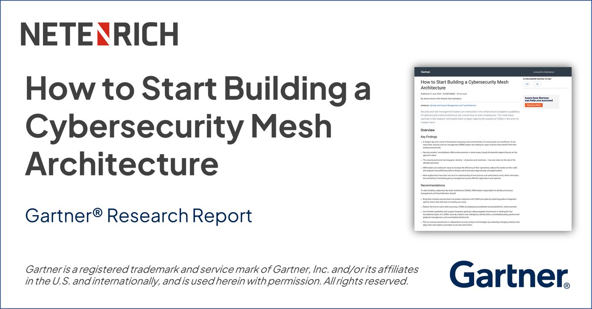 Netenrich's tweet image. Netenrich built #ResolutionIntelligence Cloud as a data analytics platform atop Cybersecurity Mesh Architecture #CSMA, to &quot;proactively find and fix vulnerabilities, and identify and respond to threats far faster&quot; hubs.li/Q01MgZW10 Learn more at #RSAC hubs.li/Q01MgZ0X0