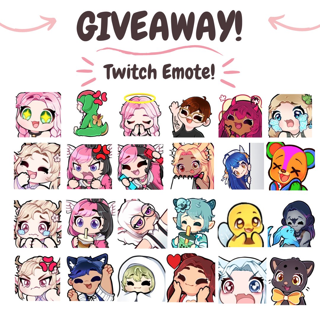 peachanoart's tweet photo. !!TWITCH EMOTE GIVEAWAY!!

What you win:
1 CUSTOM Twitch emote 
Another winner every 100 retweets

How to enter - 
-Follow me  
-Retweet post  

Ends 20th May

Tag a friend for an extra entry! (Don’t quote retweet) https://t.co/RRuwNVdwAx