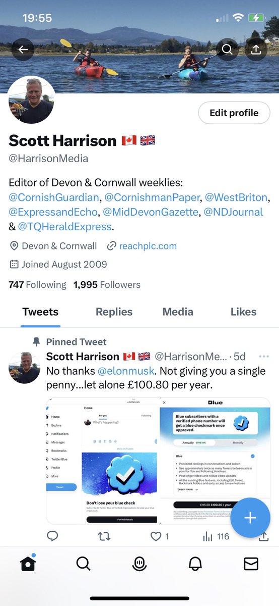 Blue tick-less and I survived. No plans on paying for the privilege on what has become a billionaire’s plaything.