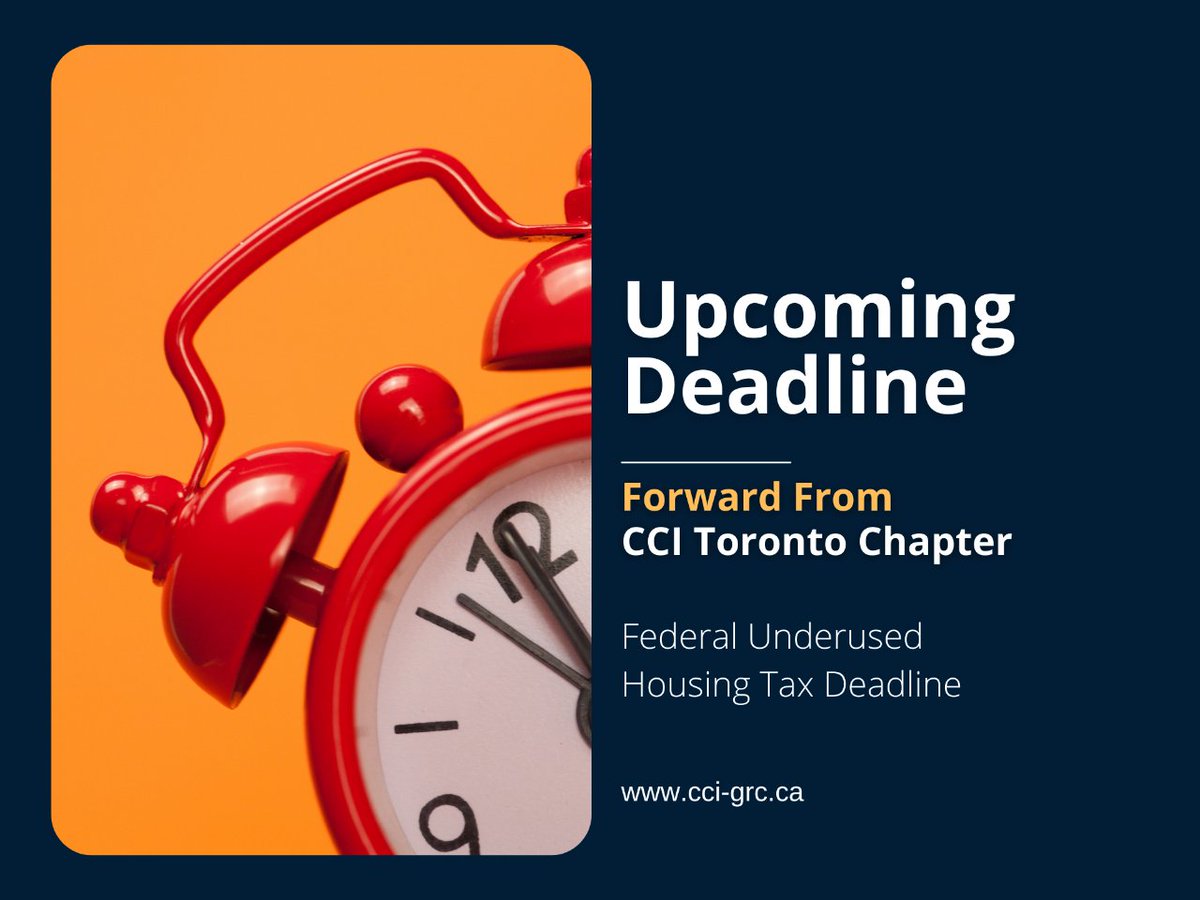📆There's a deadline coming up that may have flown under your radar... 

Check out this update, curtesy of CCI Toronto. 

cci-grc.ca/federal-underu…

#ccigrandriver #underusedhousingtax