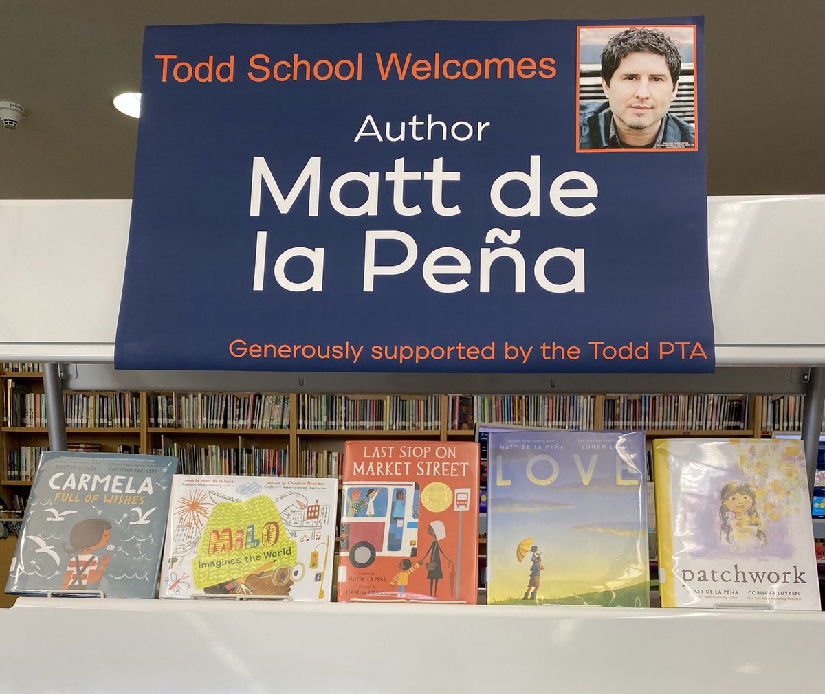 tpheth's tweet photo. Todd Ss are SO excited to meet ⁦@mattdelapena⁩ tomorrow! ☀️⁦@SuperKaish⁩ ⁦@BHSBearsLibrary⁩ ⁦@AMFinlan⁩ https://t.co/qDrPCZ9eu7