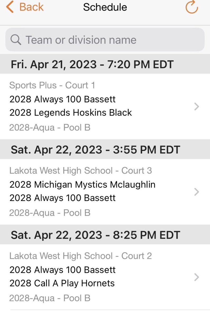 my schedule for the clash in ohio this weekend.