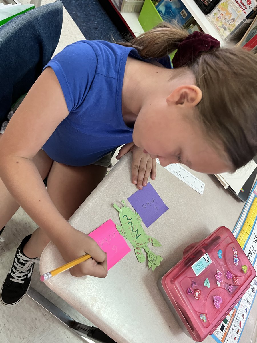 KimGulledge's tweet photo. Making &amp; measuring friendly monsters to create line plots in @MerryGaylor 2nd grade class @RivertonElem https://t.co/CGxsp09dCn