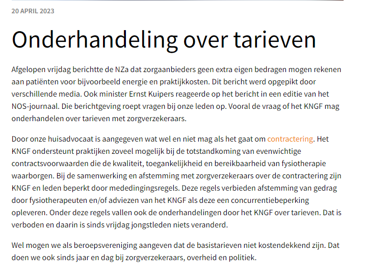 <a href="/DommelenMarijke/">marijke van dommelen</a> <a href="/Zorgautoriteit/">Nederlandse Zorgautoriteit</a> <a href="/Zorgautoriteit/">Nederlandse Zorgautoriteit</a> 
Kijk, dít is nou de "onderhandelingspositie" van de fysio's 1e lijn...
Heus, we willen graag onderhandelen over de tarieven maar kúnnen en mogen het niet!!