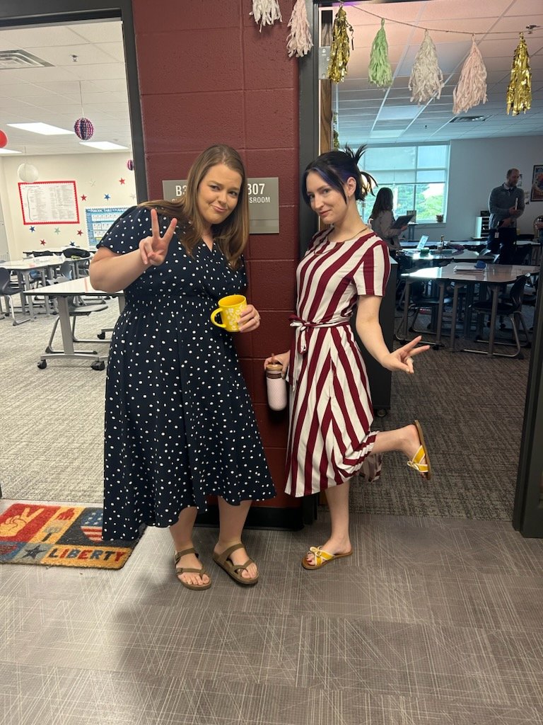 Ms_WattsUp's tweet photo. Third floor goofin. Completely unintentional. @megbohney called it Stars and Stripes Forever. I called it concert band PTSD https://t.co/Kngp0RpueO