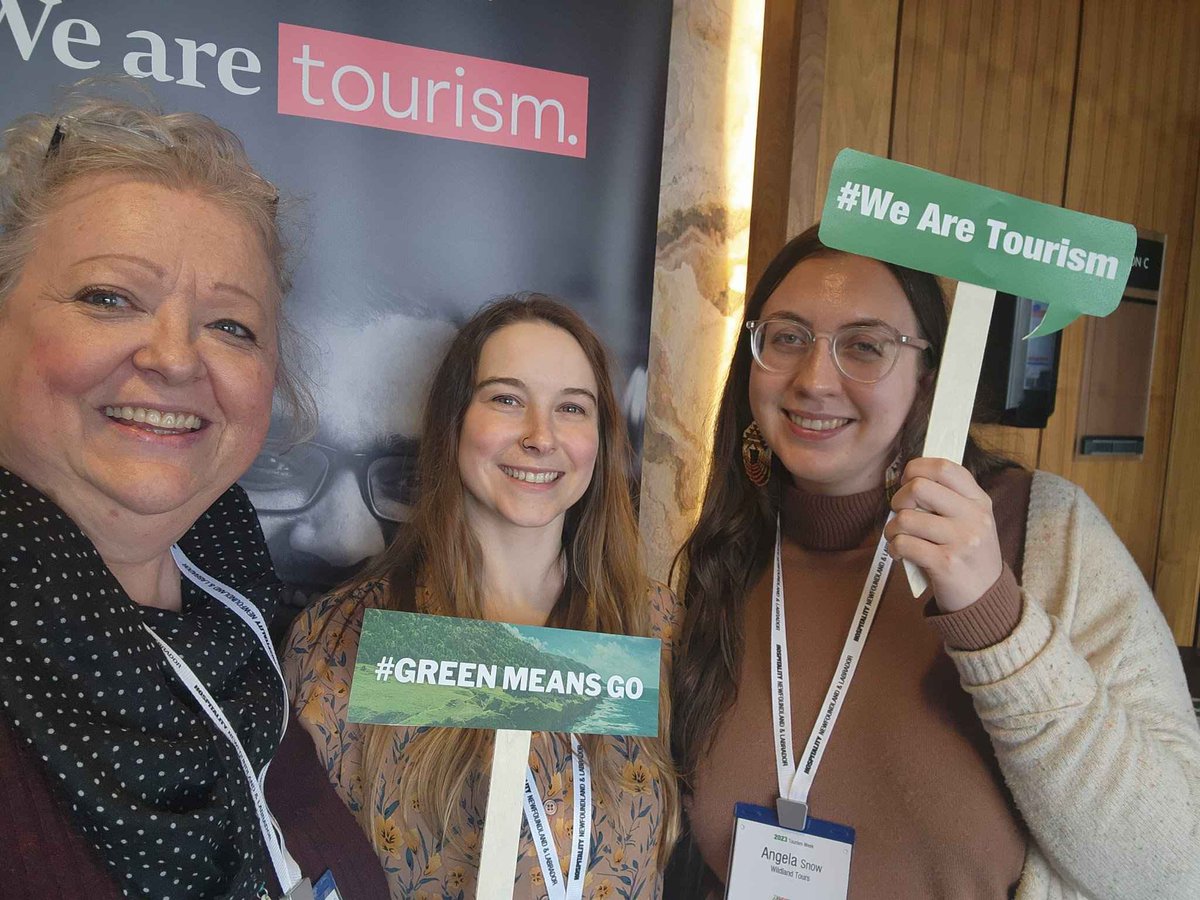 WildlandsOceans's tweet photo. The Wildland Tours Team is powering up at the National #TourismWeekCanada2023 April 24-30 @HospitalityNL kick off luncheon for this year’s theme: “Canada Powered by Tourism!” Let us take your breath away as you venture thru NL’s @WildlandsOceans ! #greenmeansgo !! @TCAR_GovNL https://t.co/Y9AziKhyEp