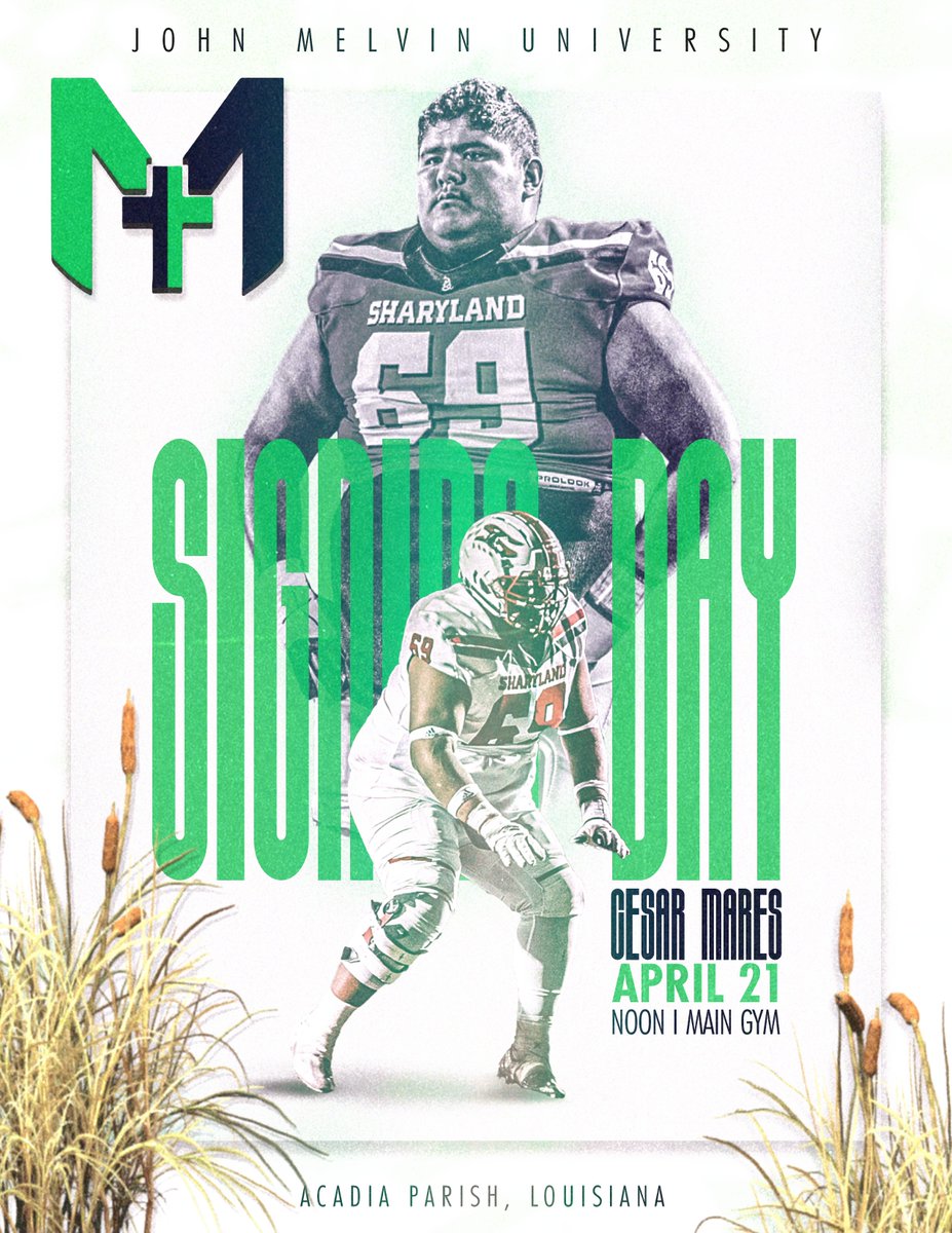 sharylandath's tweet photo. Please join us to celebrate Cesar Mares as he signs her NLI to compete in football at John Melvin University. Cesar's signing will take place Tomorrow, April 20th at Noon in the Sharyland H.S. Main Gym. https://t.co/jBCIHD5AED