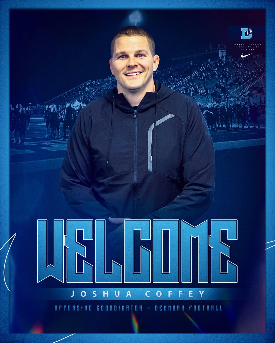 Excited to have Josh Coffey <a href="/jc_coachcoffey/">Josh Coffey</a> join our staff as the new offensive coordinator. Coach Coffey was recently the OC at Union Grove High School. He brings high energy, a wealth of knowledge and a swagger that players love! #BDS⛓️#GoDanes🐶