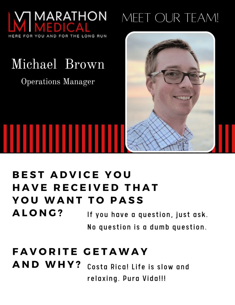 MarathonMedInc's tweet image. At Marathon Medical, Inc., our work family is small, but we make great strides in quickly getting our customers what they need.

Meet Michael Brown, the Operations Manager that keeps the team on track!

#surgicalinstruments #surgicaltechnology #operatingroom #meettheteam