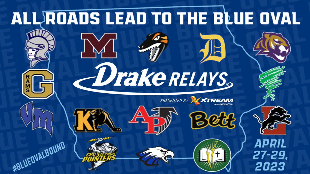 Our second post of the day highlighting the #BlueOvalBound High Schools!  

We can't wait to host schools from all corners of the state as they compete in America's Athletic Classic. 

General admission tickets are still available!   
🎟️: draketix.com/drakerelays 

#GoRelays