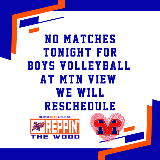 WestwoodMesa's tweet photo. No boys volleyball tonight at Mountain View. We will reschedule this for a later date. #torostrong https://t.co/pTBVFtvPeu