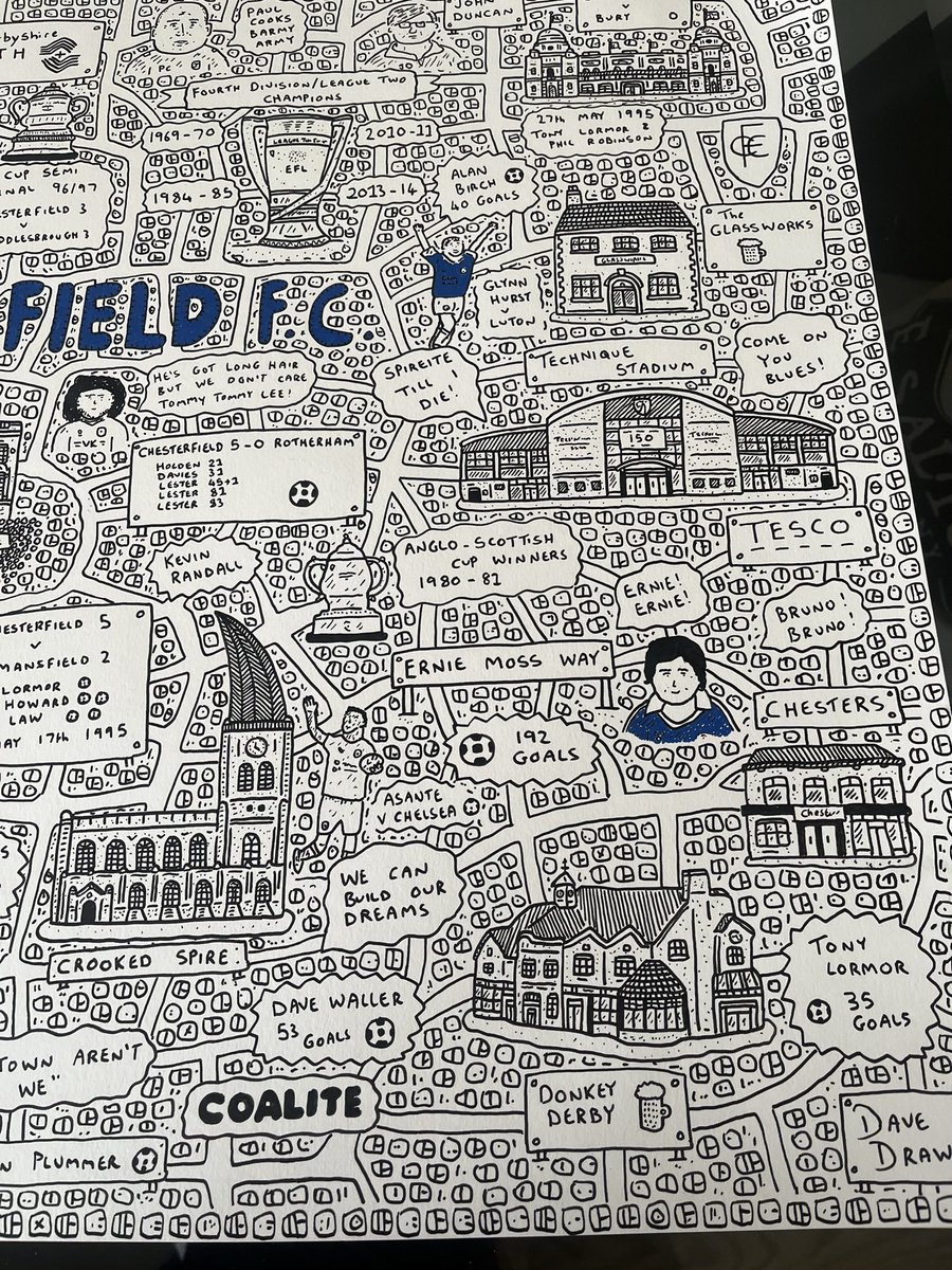 DaveDraws_'s tweet photo. I partnered up with @SpireLegends to create a new @ChesterfieldFC map that is on the cover of their latest fanzine ‘Linda’s Sandwich Shop’! 
I have now made prints of the design available on my online shop and 15% of the profits will be donated to @Ashgate_Hospice! Link below ��� https://t.co/sigOHJXW5Q