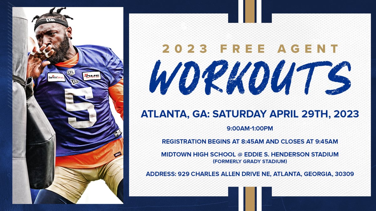 We're hosting a free agent workout next Saturday, April 29th, in Atlanta, GA!

Details » bit.ly/3KX9717
#ForTheW