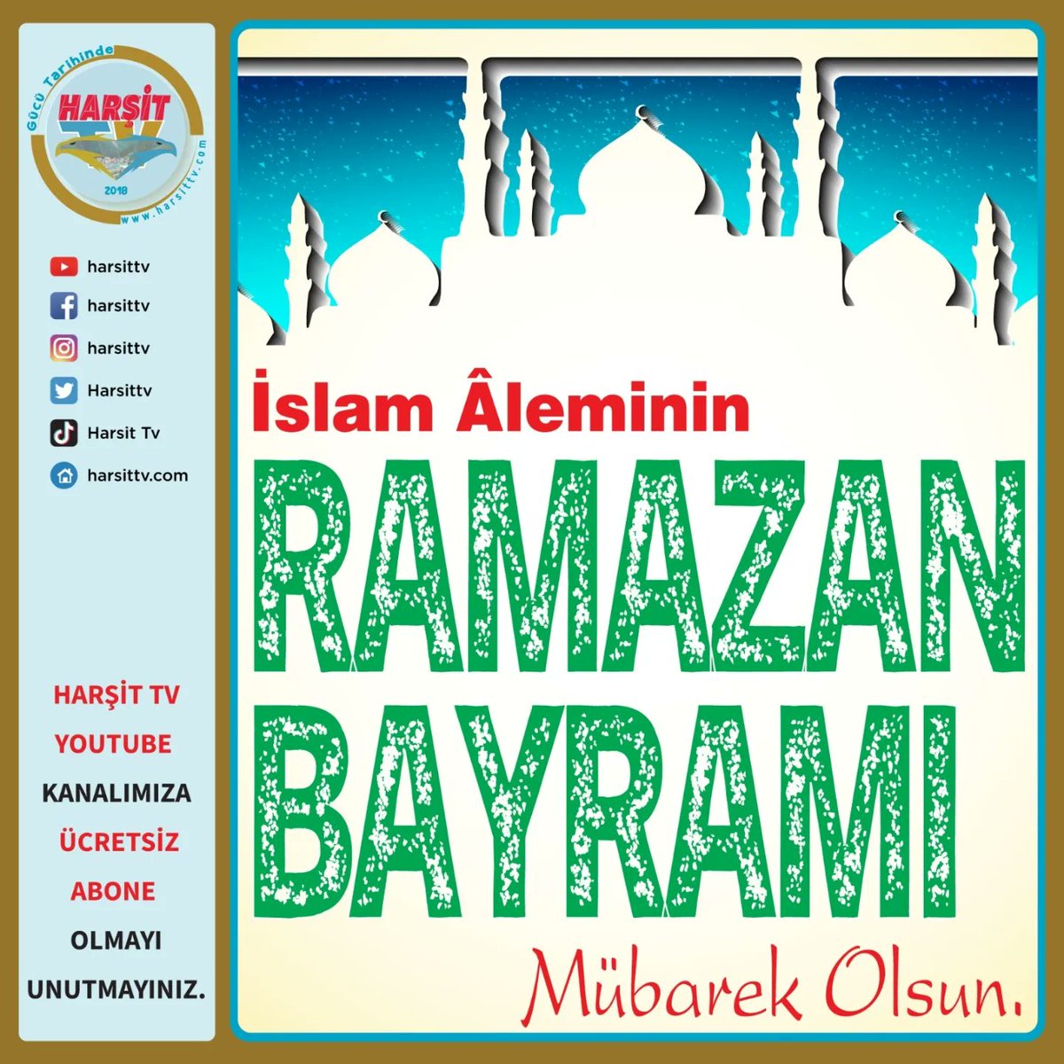 Değerli takipçilerimiz, sizlerin ve İslam aleminin Ramazan Bayramını kutlarız. Mutlu Bayramlar 💚🤍💚🤍💚
#rqmazanbayramı #Giresun #GiresunTv