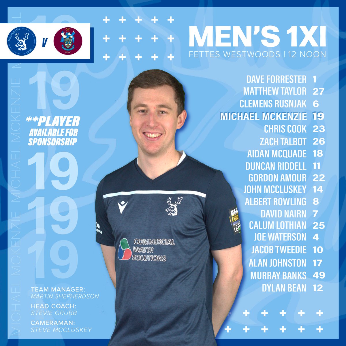 grangehockey's tweet photo. 🦌Your Grange M1 team to face @WatsonianHockey  this Saturday!

Playing their final premiership match of the season to decide the premiership champions, we need a MEGA stag army of support to head down and cheer on the squad! Time to get the job done. 
Come on you STAGS!!👏🏼 https://t.co/ImLWClBWYa